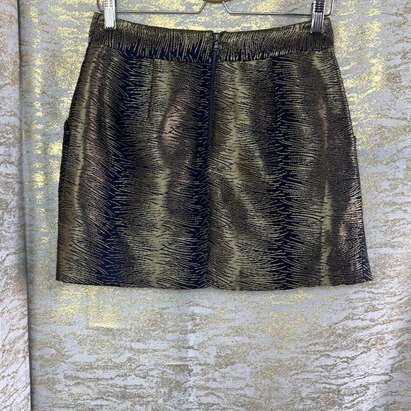Club Monaco Women’s Joelle Shimmery Jacquard Gold Skirt Size 4 - Picture 7 of 15